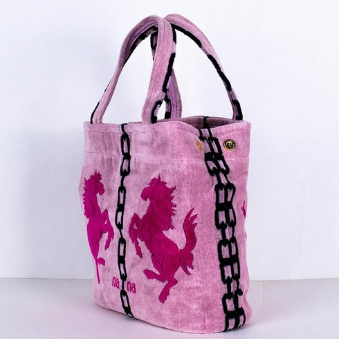 バッグ 横浜ナナ NANA タウンバッグ ホース柄 ピンク濃ピンククロ nn-twn10-B