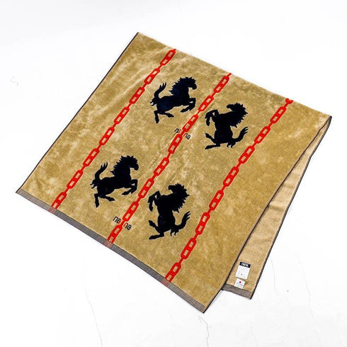 タオル 横浜ナナ NANA バスタオル ホース柄 ベージュ紺オレンジ nn-bast8-D