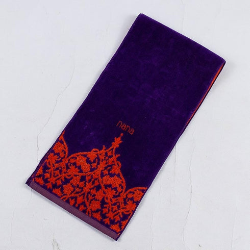 タオル 横浜ナナ 湘南ナナ NANA フェイスタオル ハーフ インディア柄 パープルオレンジ nn-fth26-F