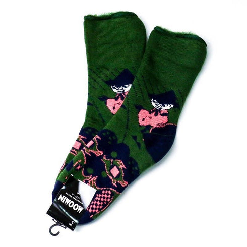 ソックス MOOMIN モコモコソックス ムーミン&スナフキン グリーン  36-38 (22.5ー25cm)
