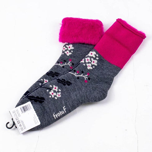 ソックス fromF モコモコソックス お花 メルグレー サイズM 36-38 (22.5ー25cm)TV084MMG
