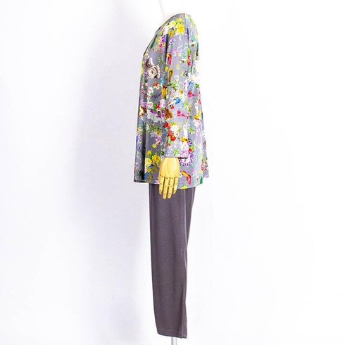 パジャマ TUNIC ビスコラピア・ハッピーグリーティング 長袖パジャマ グレー フリーサイズ 12777-C