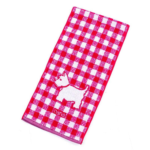 タオル 横浜ナナ 湘南ナナ NANA フェイスタオル ハーフ スコッチテリア柄 ピンクシロ nn-fth20-D