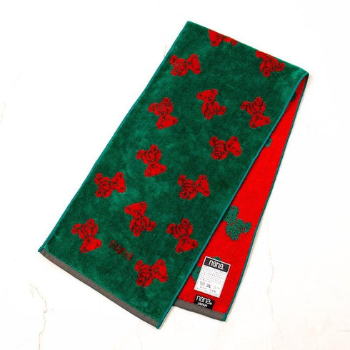 タオル 横浜ナナ 湘南ナナ NANA フェイスタオル ハーフ ナナベア柄 グリーンアカ nn-fth3-K