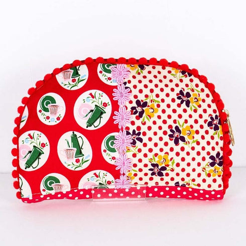 ポーチ TUNIC 綿プリント オリビアガーデンのリボンポーチ アカ 18135-B