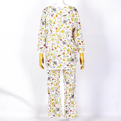 【セール】パジャマ TUNIC パターンメッシュ・パリ 8分袖袖トレーナ―パジャマ フリーサイズ SSS-23408-A