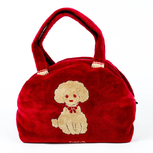 バッグ 横浜ナナ NANA ボストンバッグ中 プードル柄 アカベージュ nn-b-btm45