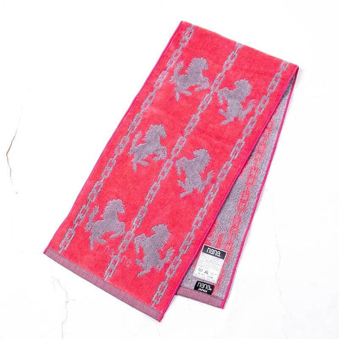 タオル 横浜ナナ 湘南ナナ NANA フェイスタオル ハーフ ホース柄 ピーチグレー nn-fth32-W