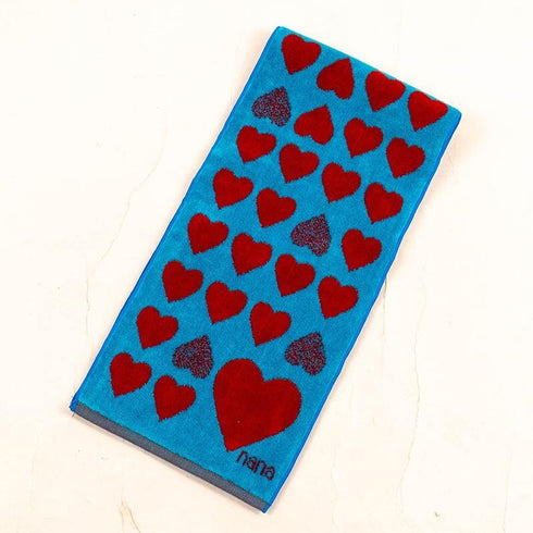 タオル 横浜ナナ 湘南ナナ NANA フェイスタオル ハーフ ハートの集い柄 ブルーアカ nn-fth19-G