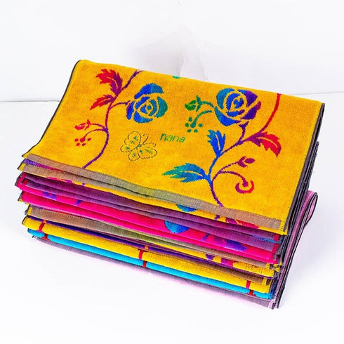 タオル 横浜ナナ 湘南ナナ NANA フェイスタオル ローズパピヨン柄 チェリーピンク多色 nn-ft28-C