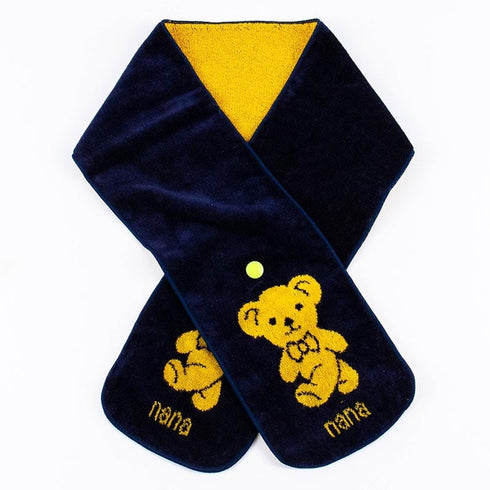 マフラー 横浜ナナ 湘南ナナ  NANA ボタン付きナロータオルマフラー ベア柄 クロイエロー nn-tmf1-F
