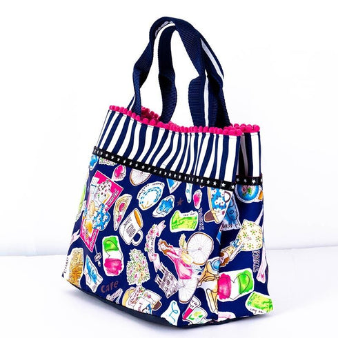 バッグ TUNIC タフタ転写プリント フレンチトラベルのミニBag ネイビー 17367-B