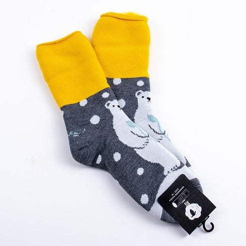 ソックス fromF モコモコソックス ヤーカルフ/しろくま メルグレー サイズM 36-38 (22.5ー25cm)TV096MMGY