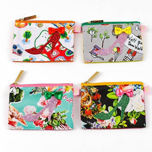 ポーチ TUNIC タフタ転写プリント TUNICヒールメッシュポーチ M クロ 17423-E