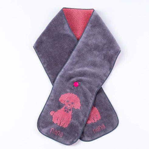 マフラー 横浜ナナ 湘南ナナ NANA ボタン付きナロータオルマフラー プードル グレーピンク nn-tmf2-D