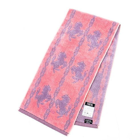 タオル 横浜ナナ 湘南ナナ NANA フェイスタオル ハーフ ホース柄 ピンクグレー nn-fth32-F