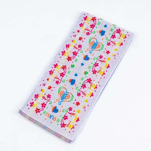 タオル 横浜ナナ 湘南ナナ NANA フェイスタオル ハーフ ハートフラワー シロ多色 nn-fth18-K