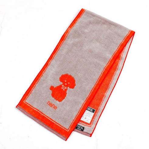 タオル 横浜ナナ 湘南ナナ NANA フェイスタオル ハーフ プードル柄 ベージュオレンジ nn-fth4-O