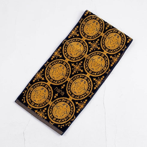 タオル 横浜ナナ 湘南ナナ NANA フェイスタオル ハーフ アクア柄 クロイエロー nn-fth38-D