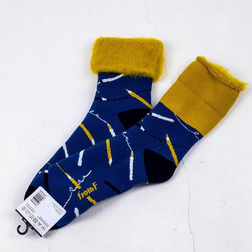 ソックス fromF モコモコソックス ペン ブルー サイズL 40-42 (26ー28.5cm)TV090LBL