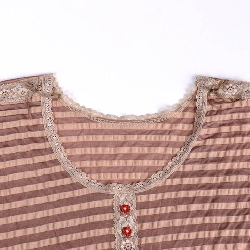 フレンチシャツ 下着 TUNIC【定番】 サッカーボーダー フレンチシャツ モカ 9447-E