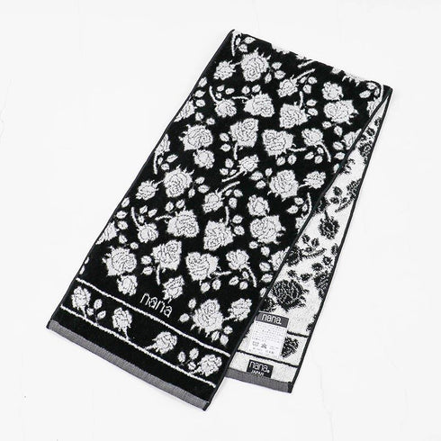 タオル 横浜ナナ 湘南ナナ NANA フェイスタオル ハーフ ローズ2柄 クロシロ nn-fth11-X