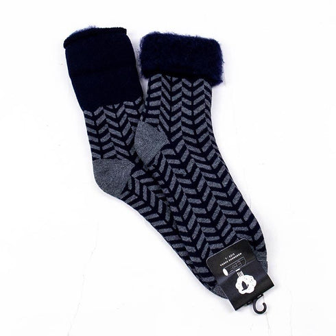 ソックス fromF モコモコソックス ヘリンボーン ネイビー サイズL 40-42 (26ー28.5cm)TV017LNV