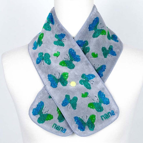 マフラー 横浜ナナ NANA ボタン付きナロータオルマフラー パピヨン グレー多色 nn-tmf7-A2