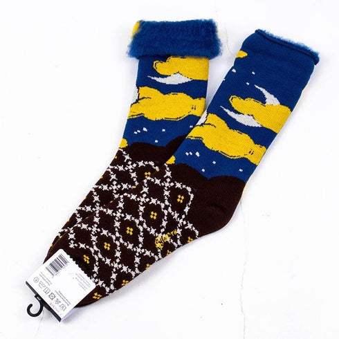 ソックス MOOMIN モコモコソックス ムーミンとフローレン ブルー サイズM 36-38 (22.5ー25cm)MO036MBL