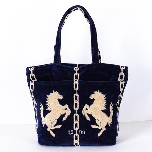 バッグ 横浜ナナ 湘南ナナ NANA トートポケットバッグ ホース柄 紺ベージュ nn-ttp4-B