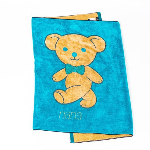 タオル 横浜ナナ NANA バスタオル ベア柄 ターコイズブルーベージュ nn-bast11-B