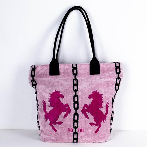 バッグ 横浜ナナ NANA ショルダーバッグ ホース柄 ピンクチェリーピンク紺 nn-sb30