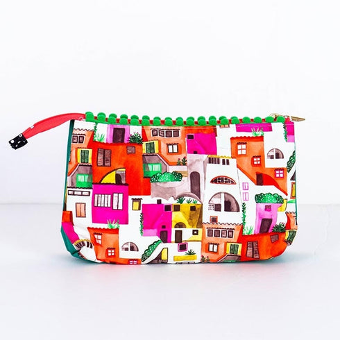 ポーチ TUNIC タフタインクジェットプリント マカロンタウンのツインズポーチ ピンク 18166-A