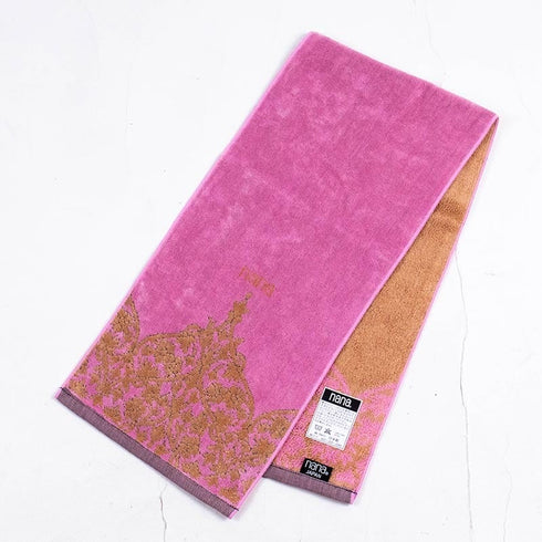 タオル 横浜ナナ 湘南ナナ NANA フェイスタオル ハーフ インディア柄 ピンクベージュ nn-fth26-A