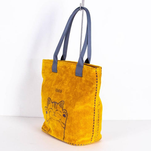 バッグ 横浜ナナ NANA ショルダーバッグ バンザイネコ柄 イエローグレーライン nn-sb29-A