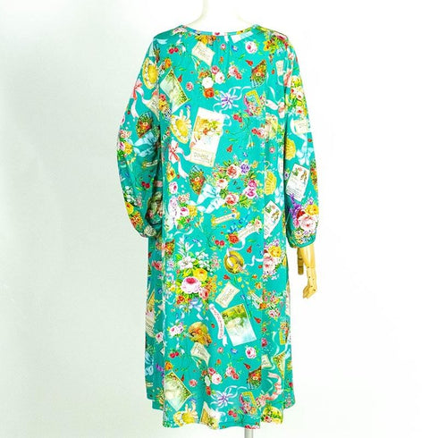 ネグリジェ TUNIC ビスコラピア・オールハピネス 長袖ネグリジェ グリーン 12778-B