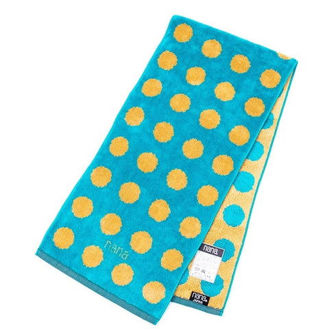 タオル 横浜ナナ 湘南ナナ NANA フェイスタオル ハーフ 水玉 ターコイズブルーベージュ nn-fth33-A