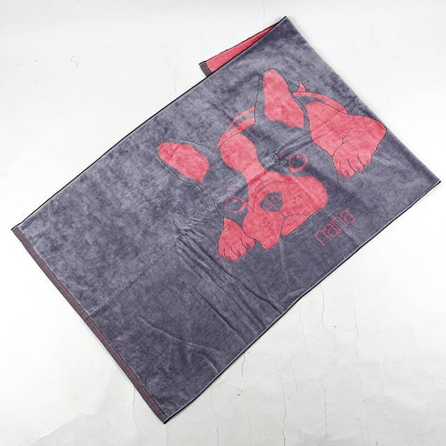 タオル 横浜ナナ NANA バスタオル フレンチブルドッグ柄 グレーピンク nn-bast5-C