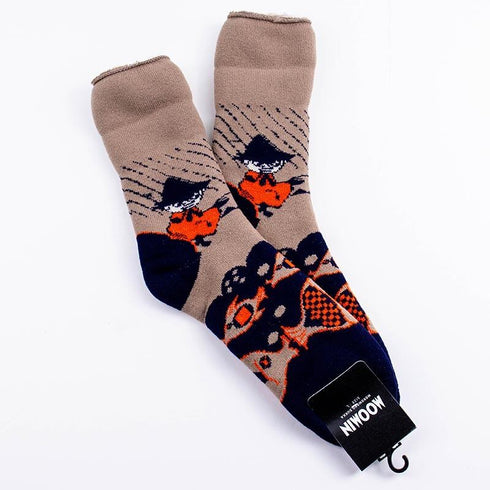 ソックス MOOMIN モコモコソックス スナフキン カラストス/釣り ウォームグレー サイズL 40-42 (26ー28.5cm)MM047LWGY