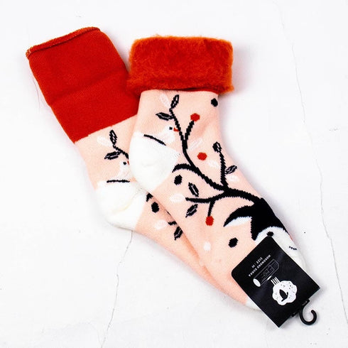 ソックス fromF モコモコソックス トナカイ サーモンピンク サイズM 36-38 (22.5ー25cm)TV081MSPK