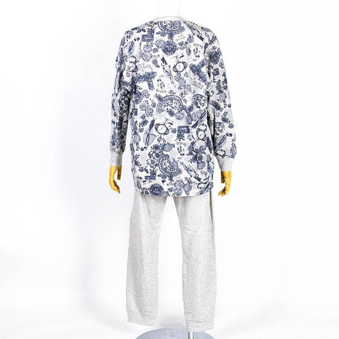 【セール】パジャマ TUNIC 40接結・レトロモノトン トレーナーパジャマ フリーサイズ グレー杢 AWS-23444-A