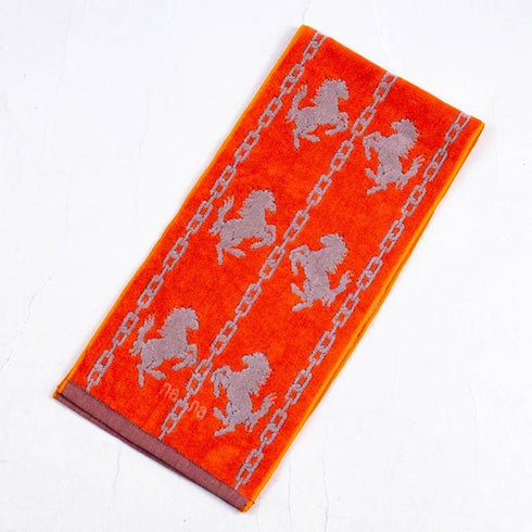 タオル 横浜ナナ 湘南ナナ NANA フェイスタオル ハーフ ホース柄 オレンジベージュ nn-fth32-X