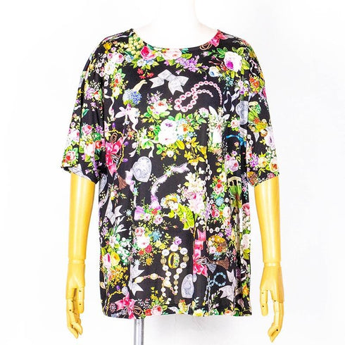 Tシャツ TUNIC ビスコラピア・リリーフェアリー 5分袖Tシャツ クロ 8341-D