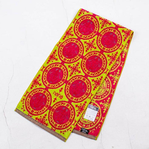 タオル 横浜ナナ 湘南ナナ NANA フェイスタオル ハーフ アクア柄 イエローオレンジ nn-fth38-C