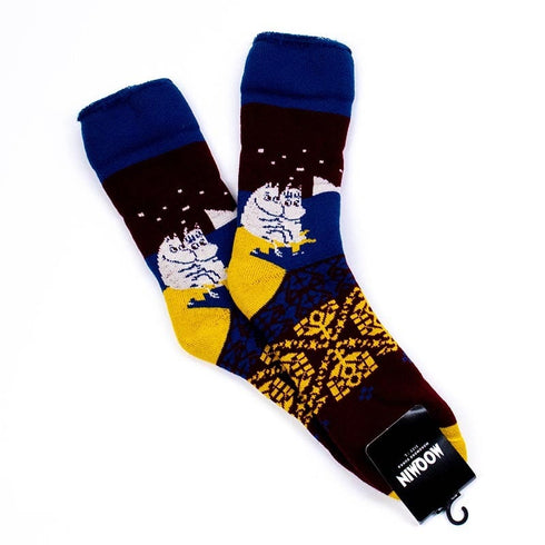 ソックス MOOMIN モコモコソックス ムーミンとフローレン ブラウン サイズL 40-42 (26ー28.5cm)MM034L-BR