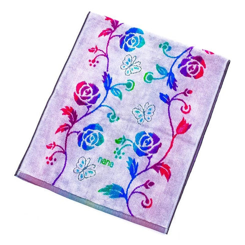タオル 横浜ナナ 湘南ナナ NANA フェイスタオル ローズパピヨン柄 グレー多色 nn-ft28-A