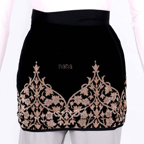 エプロン 横浜NANA ショートサロンエプロン インディア   クロ/ベージュ