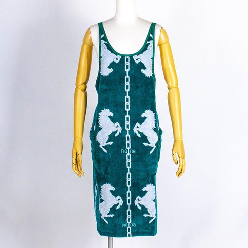 エプロン 横浜ナナ 湘南ナナ NANA DXエプロン ホース柄 グリーンシロ nn-dxeps21I