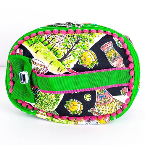 バッグ TUNIC タフタインクジェットプリント ガーデンパーティーの2段バニティBag クロ 17434-A