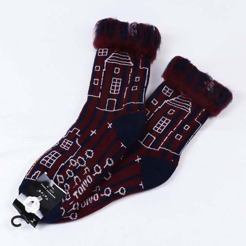 ソックス TOIVO モコモコソックス おうち ボルドー サイズM 36-38 (22.5ー25cm)